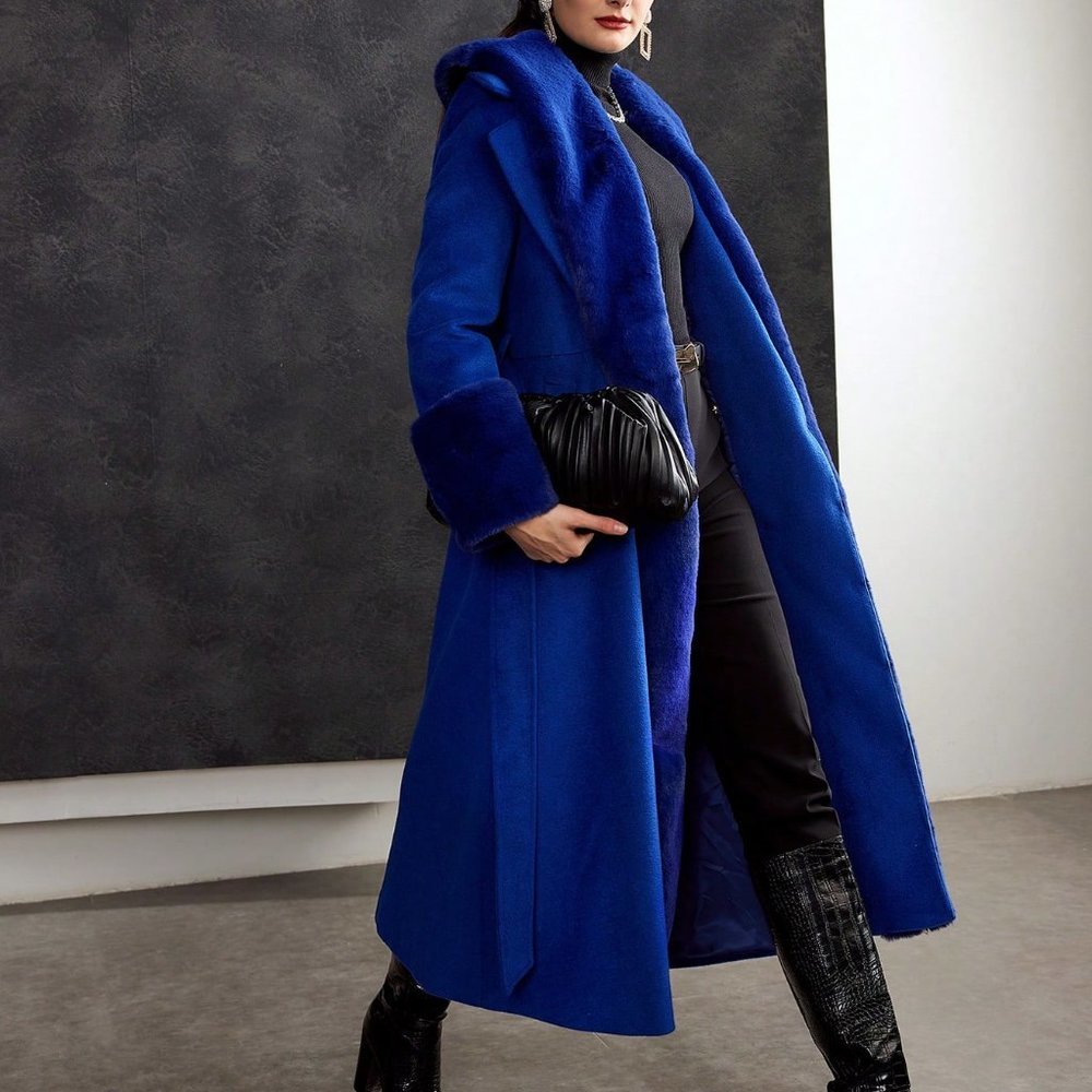 BLUE PREPPY WOMENS FAUX FUR COAT - Picture 2 of 5